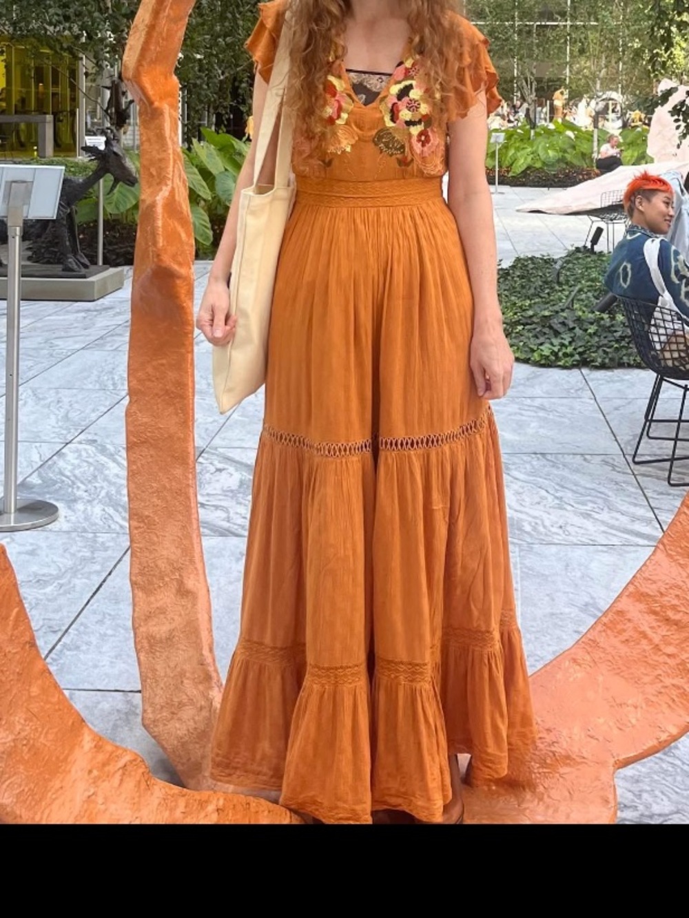 Long orange dress